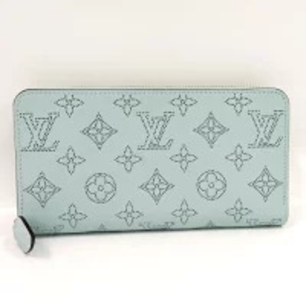 LOUIS VUITTON Zippy Wallet Round Zipper Long Monogram Mahina Blue Denim